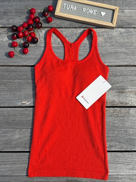 lululemon athletica Tops - Lululemon Ebb to Street Tank Top Cherry Ember red Size 2 Built In Bra NWT 🍒